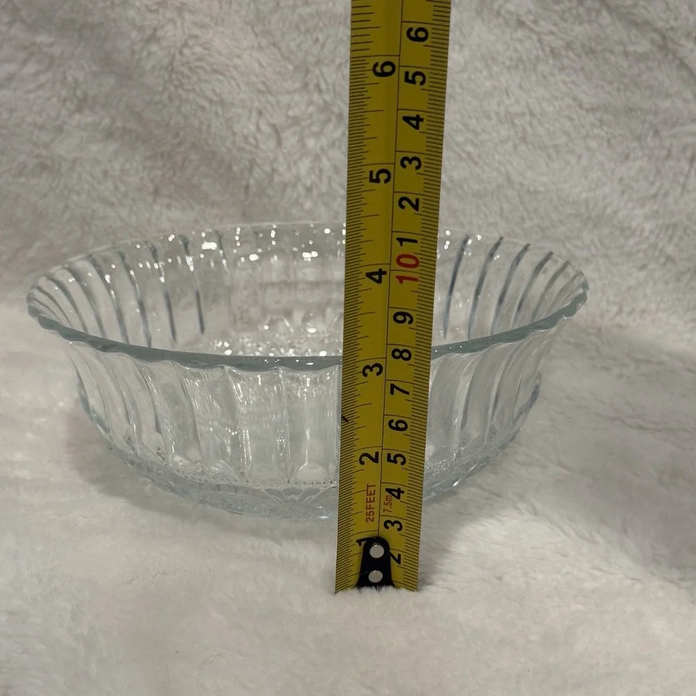 Glass Serving Bowl Cut Clear Vintage Style 6 3/4